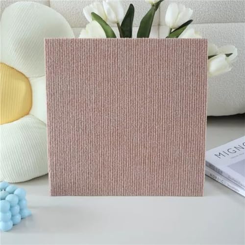 Hiseng Teppichfliesen Selbstklebend 30x30cm, Teppichfliesen Selbstliegend Rutschfeste Strapazierfähig Teppich Bodenbelag für Wohnzimmer Büro Schlafzimmer (10 Stück,Kamel) von Hiseng