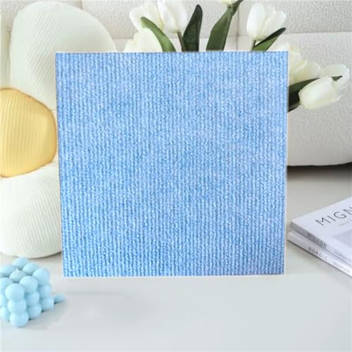 Hiseng Teppichfliesen Selbstklebend 30x30cm, Teppichfliesen Selbstliegend Rutschfeste Strapazierfähig Teppich Bodenbelag für Wohnzimmer Büro Schlafzimmer (20 Stück,Blau) von Hiseng