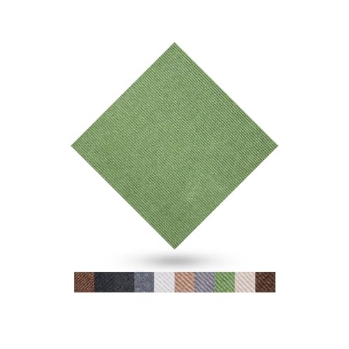 Hiseng Teppichfliesen Selbstklebend 30x30cm - 10/20/30 Stück Teppichfliesen Selbstliegend Rutschfeste Strapazierfähig Teppich Bodenbelag für Büro Wohnzimmer Schlafzimmer (10 Stück,Grün) von Hiseng