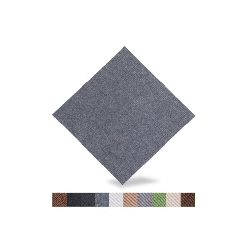 Hiseng Teppichfliesen Selbstklebend 30x30cm - 10/20/30 Stück Teppichfliesen Selbstliegend Rutschfeste Strapazierfähig Teppich Bodenbelag für Büro Wohnzimmer Schlafzimmer (20 Stück,Grau) von Hiseng