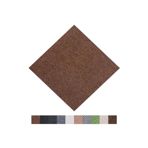 Hiseng Teppichfliesen Selbstklebend 30x30cm - 10/20/30 Stück Teppichfliesen Selbstliegend Rutschfeste Strapazierfähig Teppich Bodenbelag für Büro Wohnzimmer Schlafzimmer (30 Stück,Braun) von Hiseng