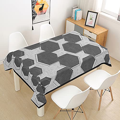 Hiseng Tischdecke Tischtuch Wasserabweisend Drucken Tischdecke, Rechteckige Tischdecke Abwaschbar Größe Wählbar für Home Küche Dekoration (Hexagon,140x220cm) von Hiseng