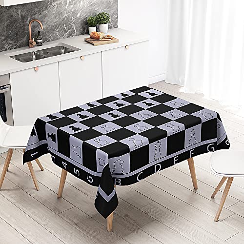 Hiseng Tischdecke Tischtuch Wasserabweisend Drucken Tischdecke, Rechteckige Tischdecke Abwaschbar Größe Wählbar für Home Küche Dekoration (Schachbrett,100x140cm) von Hiseng