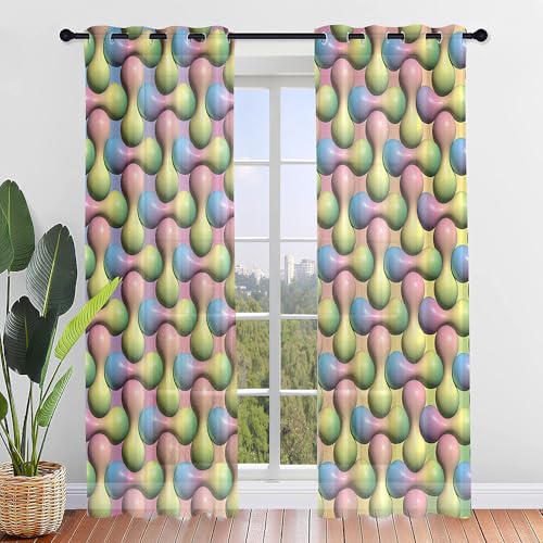 Hiseng Voile Gardinen mit Ösen, Durchsichtig Halbtransparent Vorhänge für Fenster Wohnzimmer Schlafzimmer, Moderne und Elegante Transparent Vorhang, Gardine 2er Set (3D-Blase,132x213cm) von Hiseng