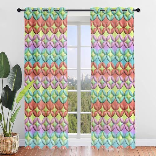 Hiseng Voile Gardinen mit Ösen, Durchsichtig Halbtransparent Vorhänge für Fenster Wohnzimmer Schlafzimmer, Moderne und Elegante Transparent Vorhang, Gardine 2er Set (3D-Windmühle,140x229cm) von Hiseng