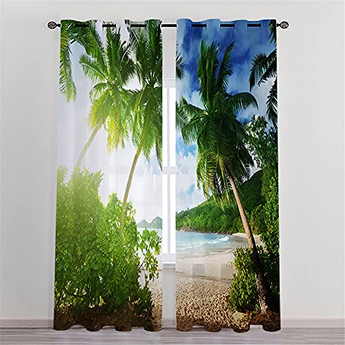 Hiseng Voile Vorhänge mit Ösen Durchsichtig Halbtransparent Ösenvorhang für Fenster Wohnzimmer Schlafzimmer 3D-Landschaft Moderne und Elegante Transparent Gardine 2er Set (Kokosnussbaum,132x160cm) Hiseng Voile Vorhänge mit Ösen Durchsichtig Halbtransparent Ösenvorhang für Fenster Wohnzimmer Schlafzimmer 3D-Landschaft Moderne und Elegante Transparent Gardine 2er Set (Kokosnussbaum,132x160cm) von Hiseng