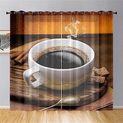 Hiseng Voile Vorhänge mit Ösen Durchsichtig Halbtransparent Ösenvorhang für Fenster Wohnzimmer Schlafzimmer Elegante und Moderne Transparent Gardine 2er Set (107x160cm,schwarzer Kaffee) von Hiseng