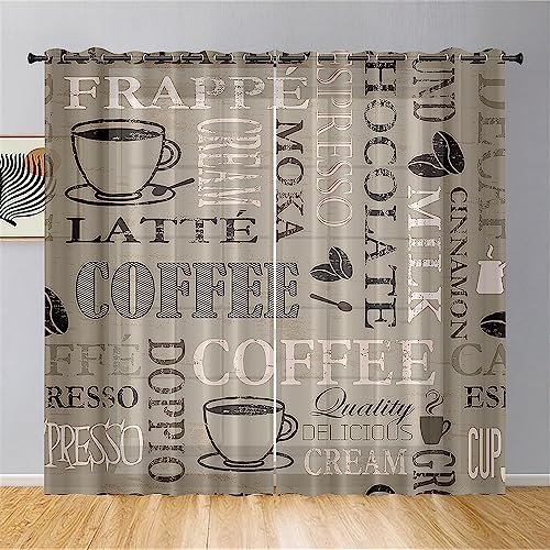 Hiseng Voile Vorhänge mit Ösen Durchsichtig Halbtransparent Ösenvorhang für Fenster Wohnzimmer Schlafzimmer Kaffee 3D Moderne und Elegante Transparent Gardine 2er Set (140x160cm,Retro) von Hiseng