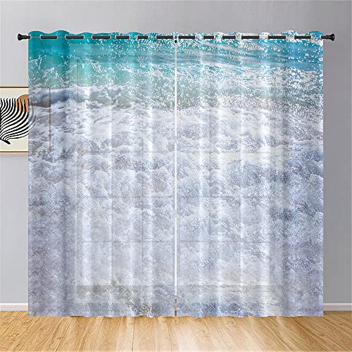 Hiseng Voile Vorhänge mit Ösen Durchsichtig Halbtransparent Ösenvorhang für Fenster Wohnzimmer Schlafzimmer Moderne Elegante Japanischer Stil Transparent Gardine 2er Set (140x244cm,sprühen) von Hiseng