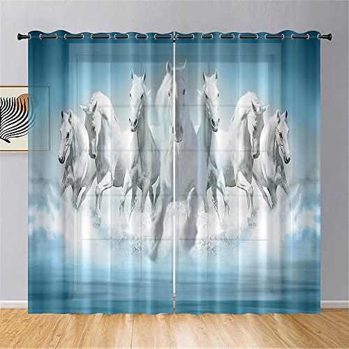 Hiseng Voile Vorhänge mit Ösen Durchsichtig Halbtransparent Ösenvorhang für Fenster Wohnzimmer Schlafzimmer Moderne und Elegante Transparent Gardine 2er Set (140x244cm,reite auf den Wellen) von Hiseng