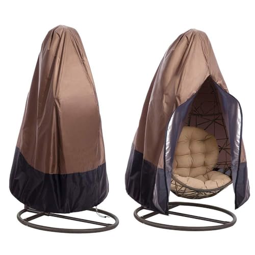 Hiseng Wasserdicht Abdeckung Hängesessel, Hängesessel Abdeckung, Winddicht Schutzhülle für Hängesessel, UV Beständiges Hängesessel Abdeckung Outdoor, mit Reißverschluss (115 * 190CM,Kaffeefarbe) von Hiseng