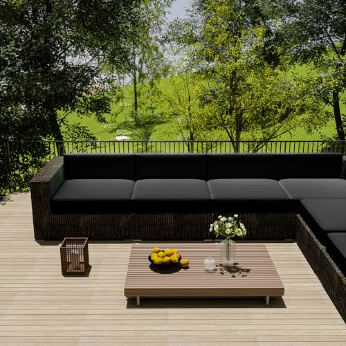 Hiseng Wasserdicht Sofa Überzug, Outdoor Kissen Sofabezug Wasserdichten, 2 Stück Sofa Sitzkissenbezug Wetterfest Sofabezug für Terrassenmöbel Garten Gartenpolster (33x65cm,Klassisch Schwarz) von Hiseng