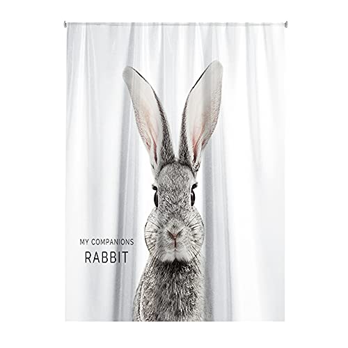 Hiseng Wasserdichter Duschvorhang,3D Tier Polyester Waschbar Badezimmer Vorhangmit 8 Duschvorhängeringen, Dauerhaft Vorhang Badezimmer (Hase,180 x 200cm) von Hiseng