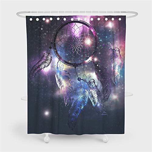 Hiseng Wasserdichter Duschvorhang,3D Traumfänger Polyester Waschbar Badezimmer Vorhangmit 8 Duschvorhängeringen, Dauerhaft Vorhang Badezimmer (180 x 200cm,Traumfänger) von Hiseng