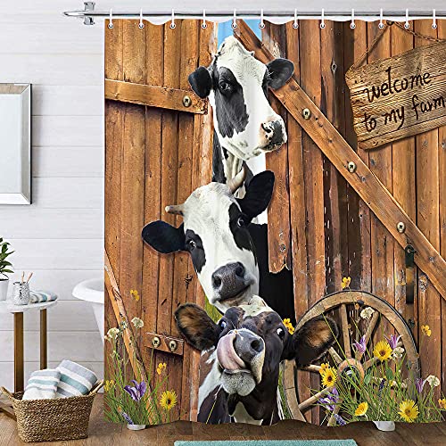 Hiseng Wasserdichter Duschvorhang,3D ländlich Polyester Waschbar Badezimmer Vorhangmit 8 Duschvorhängeringen, Dauerhaft Vorhang Badezimmer (Gänseblümchen,120 x 180cm) von Hiseng