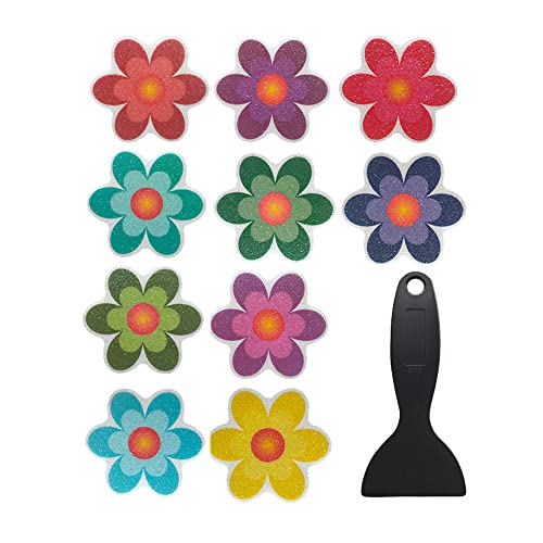 Hiseng rutschfest Badewannen Aufkleber, 10/20 Stück Anti Rutsch Selbstklebend Peva Form der Blume Sticker Pads für Badezimmer Dusche Schwimmbäder Treppen (10 * 10cm-10er Set,Farbe Sonnenblume) von Hiseng