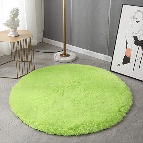 Hiser Runde Teppich Wohnzimmerteppich Langflor Weich Flauschig Teppiche Anti-Rutsch-Shaggy-Bereich Esszimmer Home Innenbereich Schlafzimmer Bodenmatte Heimdekoration (Grün,100x100cm) von Hiseng