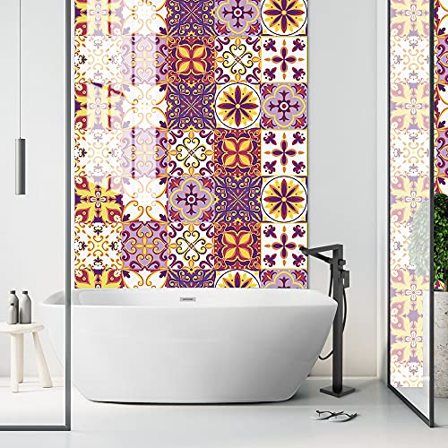 Küchenrückwand Fliesenaufkleber, Hiser 10 Stück Mosaik Wasserdicht Ölfest Selbstklebende Fliesensticker für Küche Badezimmer Wohnzimmer Renovieren Deko (Violett,10x10cm) von Hiseng