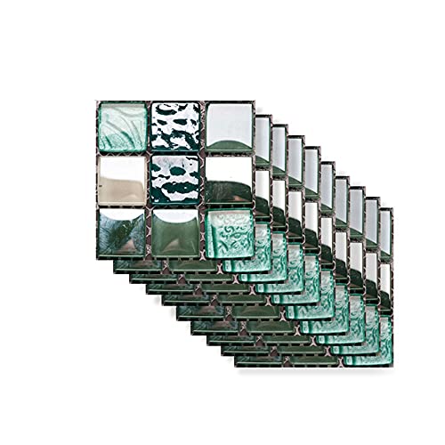 Küchenrückwand Fliesenaufkleber, Hiser Rechteck Marmor 3D Mosaik Muster Wasserdicht Ölfest Stickerfliesen Deko Selbstklebende für Küche Badezimmer Wohnzimmer, 10x10cm (Türkis Kristall,30Stück) von Hiseng