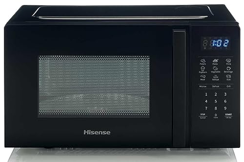 Hisense H20MOB4HG Mikrowelle mit elektronischer Steuerung, Fassungsvermögen 20 l, Leistung 700 WattGrill Leistung 900 Watt, LED-Display Touch-Bedienelemente, Grillfunktion, Farbe Silver von Hisense