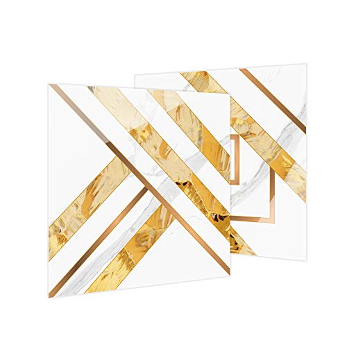 Hiser 10 Stück Küchenrückwand Fliesenaufkleber, Einfacher Luxusstil Wasserdicht Ölfest Stickerfliesen Deko Selbstklebende für Küche Wohnzimmer Badezimmer Dekoration (Edelstein Platin,15x15cm) von Hiser
