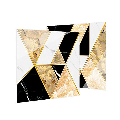 Hiser 10 Stück Küchenrückwand Fliesenaufkleber, Einfacher Luxusstil Wasserdicht Ölfest Stickerfliesen Deko Selbstklebende für Küche Wohnzimmer Badezimmer Dekoration (Edelstein schwarzes Gold,15x15cm) von Hiser