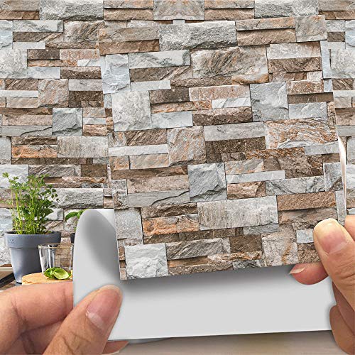 Hiser 20 Stück Küchenrückwand Fliesenaufkleber, Kunstleder 3D Steinimitat Backstein-Stil Wasserdicht Ölfest Stickerfliesen Deko Selbstklebende für Küche Badezimmer Wohnzimmer Dekoration (LA020,10cm) Hiser 20 Stück Küchenrückwand Fliesenaufkleber, Kunstleder 3D Steinimitat Backstein-Stil Wasserdicht Ölfest Stickerfliesen Deko Selbstklebende für Küche Badezimmer Wohnzimmer Dekoration (LA020,10cm) von Hiser