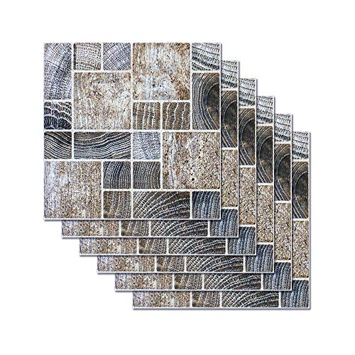 Hiser 6 Stück Küchenrückwand Fliesenaufkleber, Verschiedene Einfacher Mosaikstil Wasserdicht Ölfest Stickerfliesen Deko Selbstklebende für Küche Badezimmer Wohnzimmer Dekoration (20x20cm,grau) von Hiser