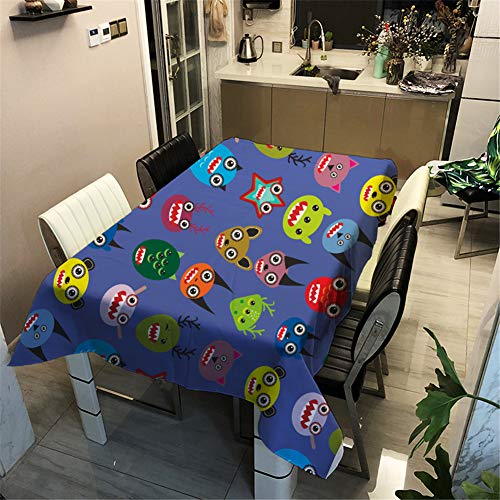 Hiser Tischdecke Outdoor Abwaschbar, Wasserabweisende Staubdichte Küche Esstisch Tischdecke Rechteckig Desktop Dekorative Tuch Hotel Bankett Party (Monster,140x200cm) von Hiser