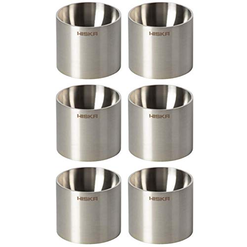 Hiska E-100 Eierbecher Edelstahl 6er Set, rostfrei, Design, handgeschliffen, made in Germany von HISKA