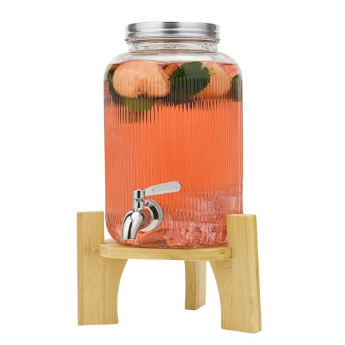 4L Getränkespender aus Glas mit Zapfhahn, Getränkespender für Partys, Getränkespender aus Glas mit Ständer und Edelstahlhahn, für Cocktails, Saft, Wasser, Getränke 4L Getränkespender aus Glas mit Zapfhahn, Getränkespender für Partys, Getränkespender aus Glas mit Ständer und Edelstahlhahn, für Cocktails, Saft, Wasser, Getränke von Hisredsun