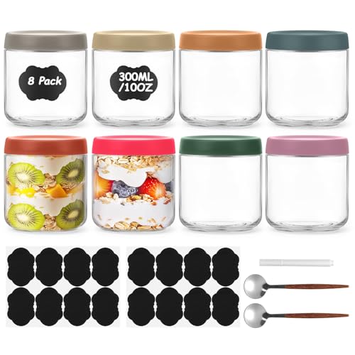 Hisredsun 8 Stück 300ml Overnight Oats Gläser, 10oz Einmachgläser mit Schraubdeckel, Glas-Einmachgläser für Joghurt, Gewürzen, Snacks und Zucker Hisredsun 8 Stück 300ml Overnight Oats Gläser, 10oz Einmachgläser mit Schraubdeckel, Glas-Einmachgläser für Joghurt, Gewürzen, Snacks und Zucker von Hisredsun