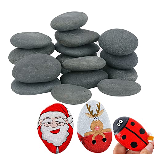 Hisredsun 9 Stück Flache Steine zum Bemalen, 6–8 cm Glatte Große Kieselsteine, Dekosteine Naturstein,Natürlicher Flussstein für Mandala Bemalen,Zen Garten,Blumentöpfen und Aquarien von Hisredsun