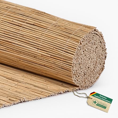 Hiss Reet® Schilf Sichtschutz, Schilfrohrmatte Classic I Schilfmatte als Perfekter Windschutz für Balkon, Zaun & Garten I 140x600 cm von Hiss Reet