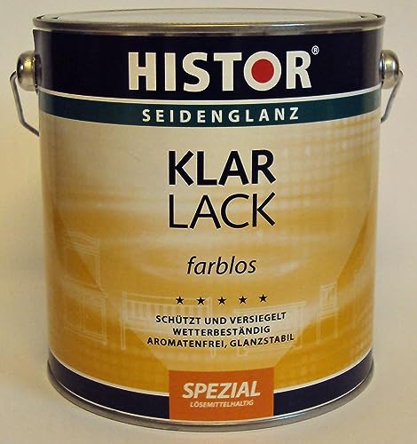 6 x 0,25 L Histor Klarlack (Lösemittelbasis) Innen/Aussen seidenglänzend Farblos 1,5 L von Histor