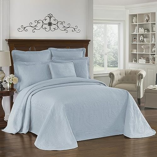 Historic Charleston Bedspreads Coverlet - King Charles Collection 120" x 114" Size 100% Cotton Oversized Matelasse Bed Spread, King/Cal King, Blue von Historic Charleston