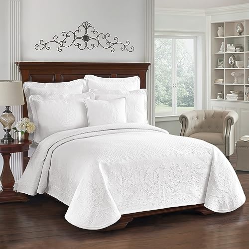 Historic Charleston Collection King Charles Modern Farmhouse Floral Matelasse Decke für Doppelbett, Weiß Historic Charleston Collection King Charles Modern Farmhouse Floral Matelasse Decke für Doppelbett, Weiß von Historic Charleston