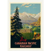 Banff, Canadian Pacific Railway, Vintage Reiseposter Nachgedruckt Auf Schwerer Baumwollleinwand, 50 X 70 cm, 20 25" Ca von HistoricMapsofCanada