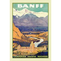 Banff, Rockies, Canadian Pacific, Vintage Reiseposter Nachgedruckt Auf Schwerer Baumwollleinwand, 50 X 70 cm, 20 25" Ca von HistoricMapsofCanada