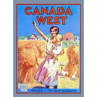 Canada West, The New Homeland, Vintage Reiseposter Nachgedruckt Auf Strapazierfähigem Baumwoll Canvas, 50 X 70 cm, 20 25" Ca von HistoricMapsofCanada