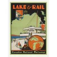 Canadian National Railway, Lake & Rail, 1927, Reiseposter Auf Schwerer Baumwollleinwand, 50 X 70 cm, 20 25" Ca von HistoricMapsofCanada