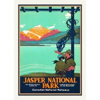 Jasper National Park, Cnr Ver. Ii, Vintage Reiseposter Nachgedruckt Auf Schwerer Baumwollleinwand, 50 X 70 cm, 20 25" Ca von HistoricMapsofCanada