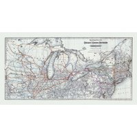 Karte Zeigt Die Route Der Chicago & Canada Southern Railway Und Ihrer Verbindungslinien, Colton Auth., 1872 Auf Leinwand, 20 X 25" Ca von HistoricMapsofCanada