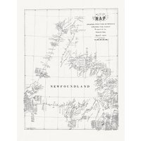 Neufundland, Eine Handgezeichnete Karte, Die Position Der Schiffswracks Um Küste Zeigt, R.white Auth., 1904, Auf Leinwand, 45 X 65 cm, 18 24" Ca von HistoricMapsofCanada