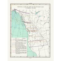 Nordwestküstenlande, Gebietsansprüche, Paulin Et Wright Auths., 1790 - 1846, Karte Auf Schwerer Baumwollleinwand, 50 X 70cm, 20 25" Ca von HistoricMapsofCanada