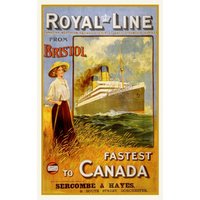 Royal Line, Schnellster Nach Kanada, Reiseposter Reprinted Auf Strapazierfähigem Baumwoll-Canvas, 50 X 70 cm, 20 25" Ca von HistoricMapsofCanada