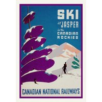 Ski At Jasper, Canadian National Railway, Reiseposter Auf Schwerer Baumwollleinwand, 20x25" Ca von HistoricMapsofCanada