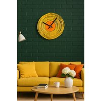 12" Pop Art Gelb Gebrannte Orange Draht Metall Uhr Japandi Retro 70Er Wanduhr Große Wandkunst Übergroße Einzigartige von HistoricalClock