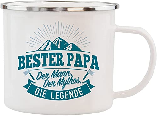 History & Heraldry Echter Kerl - Emaille Becher Bester Papa - individuelle und personalisierte Tasse mit Name und Spruch von History & Heraldry