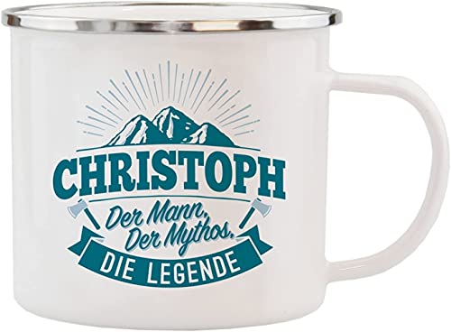 History & Heraldry Echter Kerl - Emaille Becher Christoph - individuelle Tasse mit Name und Spruch von History & Heraldry